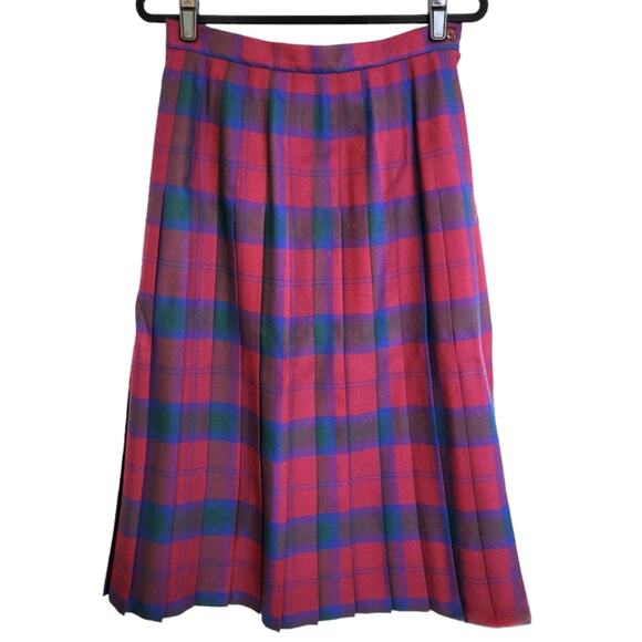 Preswick & Moore Dresses & Skirts - Vintage Preswick & Moore Skirt Womens 4/6 Red Wool Plaid Pleated Academia Preppy